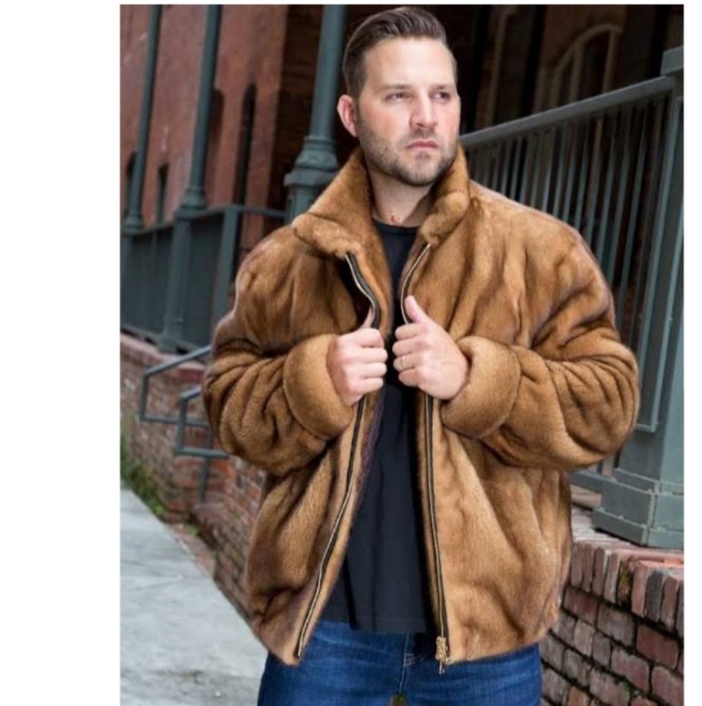 Brand new mink reversible bomber jacket